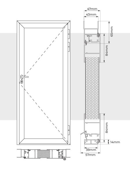 Dibujo Técnico Puerta Servicio Garaje Tejado Plano con Borde a Medida