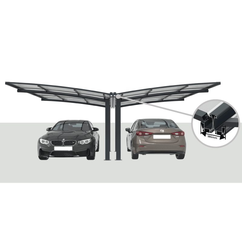 Dimensiones Cubierta para Coche Doble en Aluminio con 2 Postes 5000x3000 mm