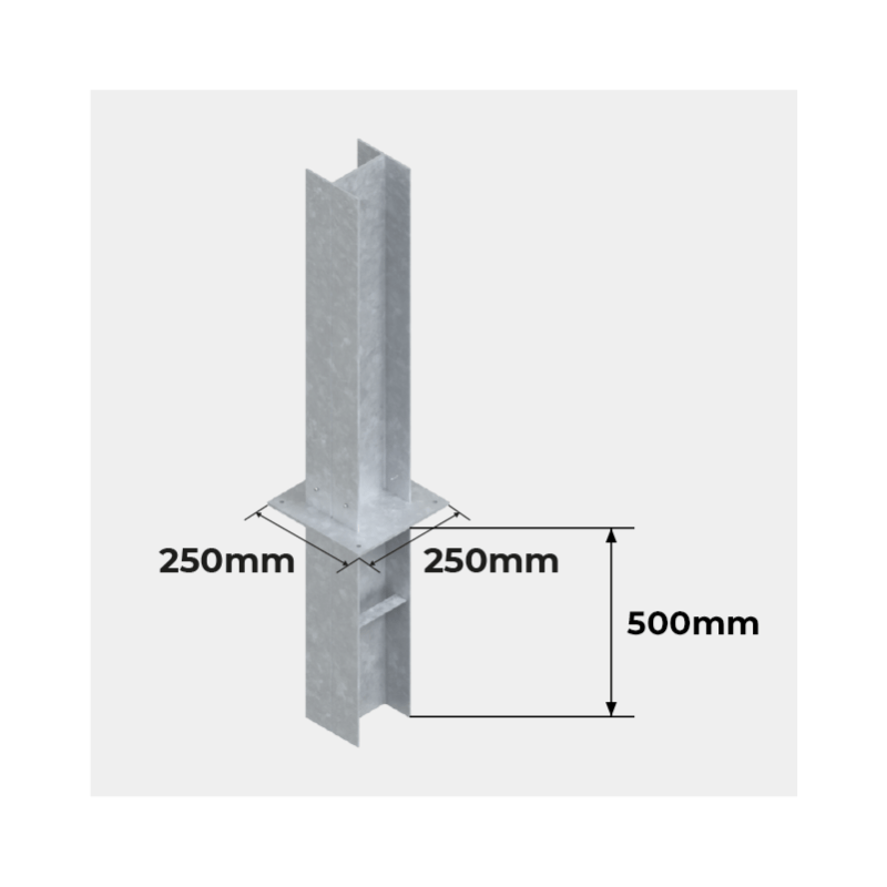 Zapata de Fundación Cubierta para Coche en Aluminio con 2 Postes 5000x3000 mm