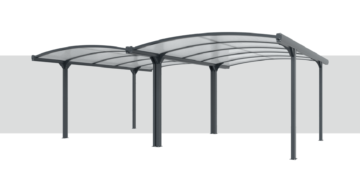 Suministro Cubierta para Coche Doble Curvada en Aluminio 5x6 m