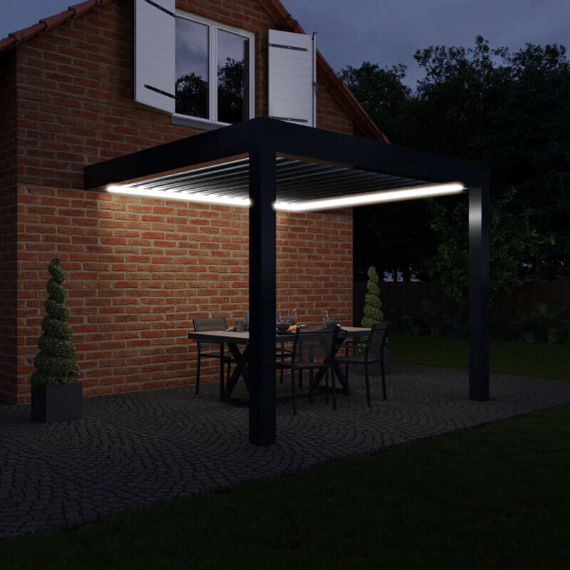 Iluminación LED Pérgola Bioclimática Grandlux Adosada a Medida