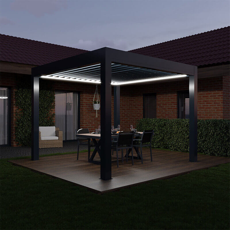 Iluminación LED Pérgola Bioclimática Grandlux Autoportante A Medida