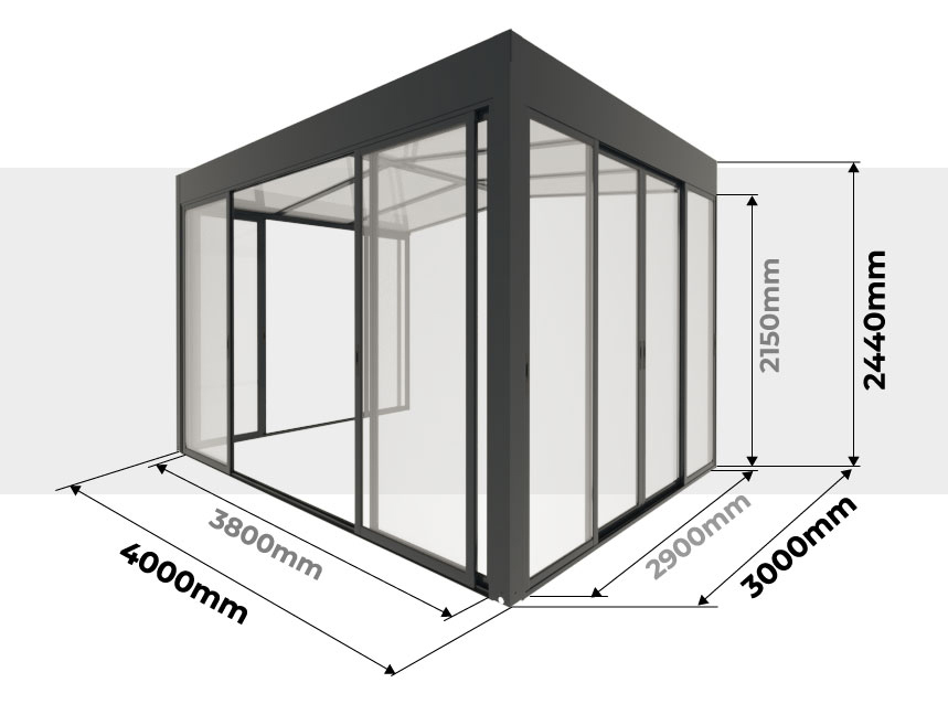 Dimensiones Jardín de Invierno Adosado 4000 x 3000 mm