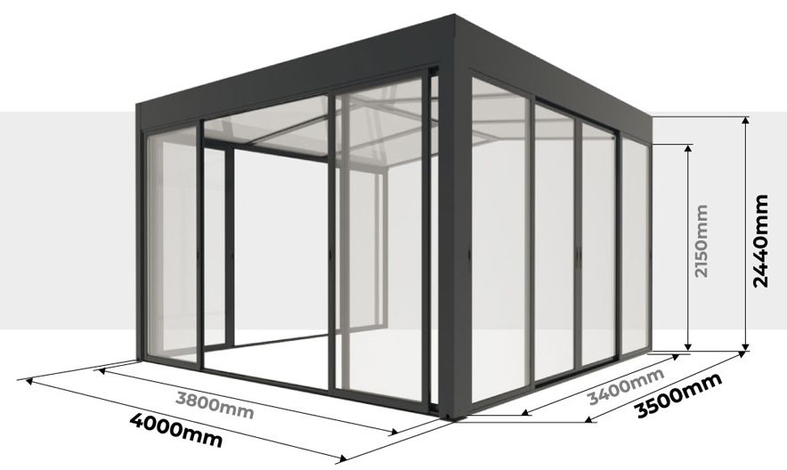 Dimensiones Jardín de Invierno Adosado 4000 x 3500 mm