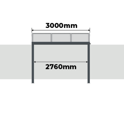 Distancia Entre Pilares Pérgola Aluminio Clásica Standard con Tejado Curvo - Opción 1