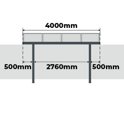 Distancia Entre Pilares Pérgola Aluminio Clásica Standard con Tejado Curvo - Opción 2