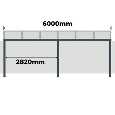 Distancia Entre Pilares Pérgola Aluminio Clásica Standard con Tejado Curvo - Opción 3