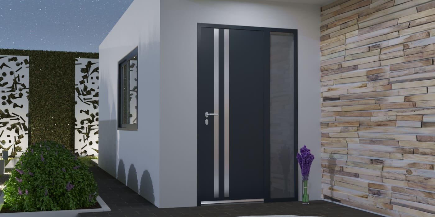 Puerta de Entrada en Aluminio a Medida Madeira Alunox con Fijo - Imagen 1