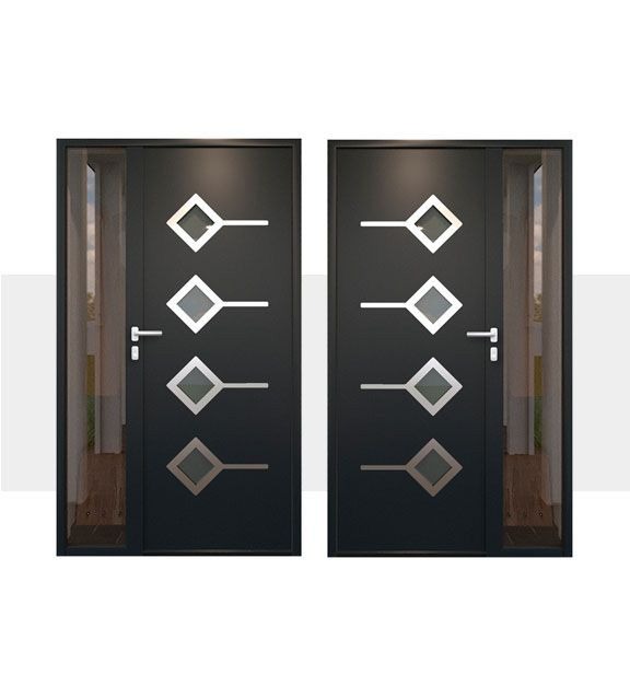 Decoración Puerta de Entrada en Aluminio Molat Alunox con Fijo