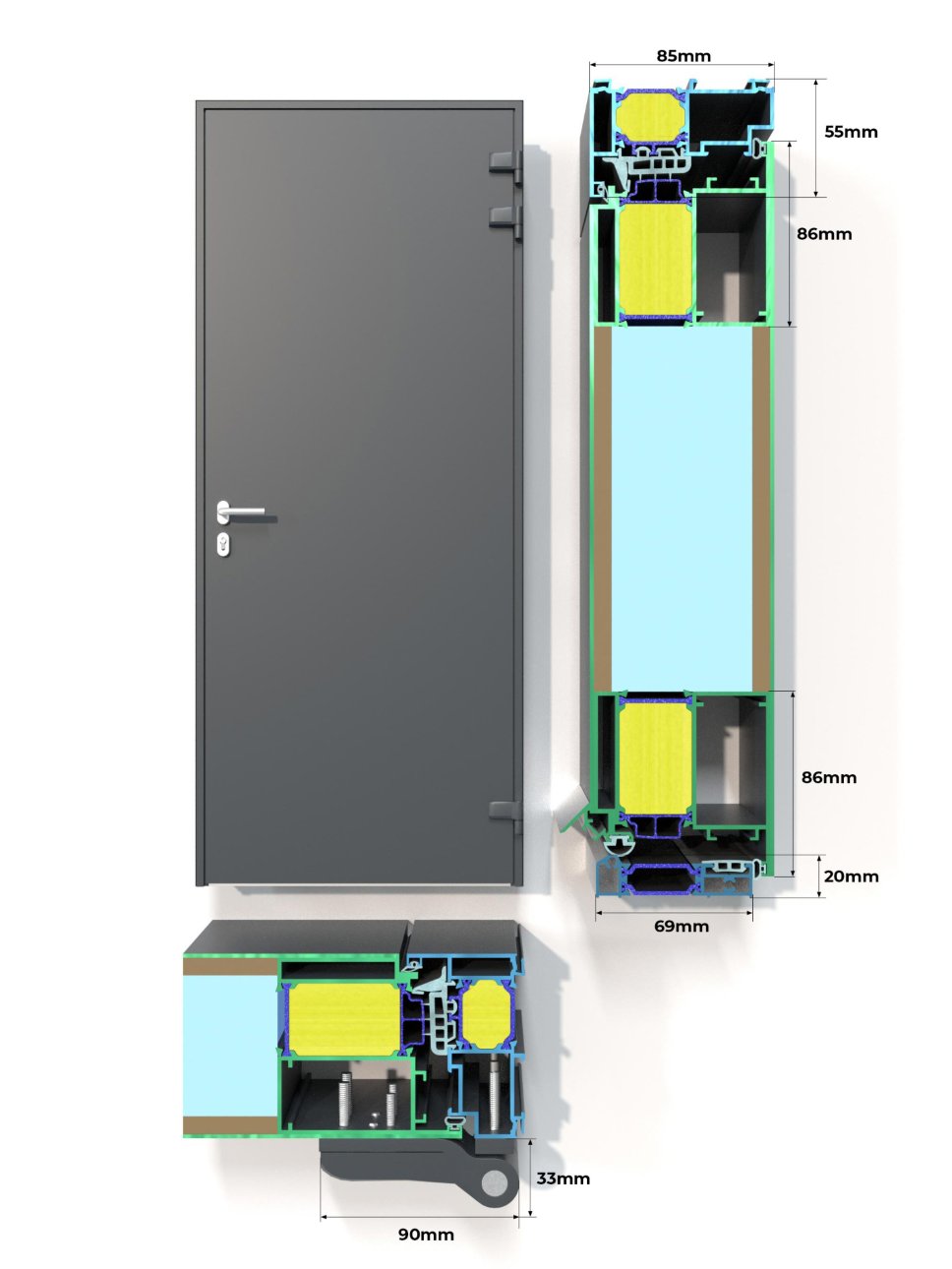 Puerta Monobloque 85 mm