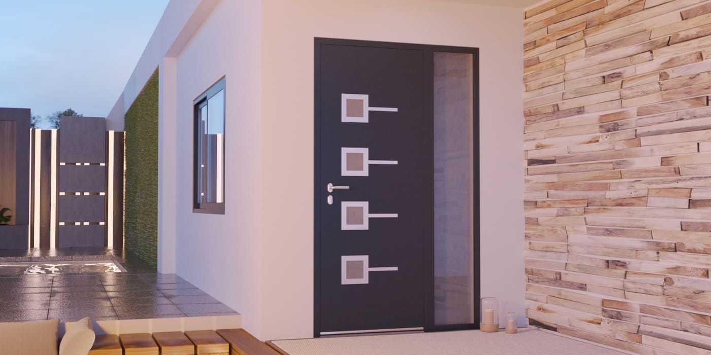 Puerta de Entrada en Aluminio a Medida Paxos Alunox con Fijo - Imagen 1