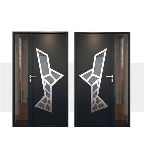 Decoración Puerta de Entrada en Aluminio Saria Alunox con Fijo