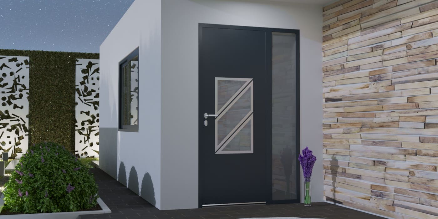 Puerta de Entrada en Aluminio a Medida Zante Alunox 1 con Fijo - Imagen 1